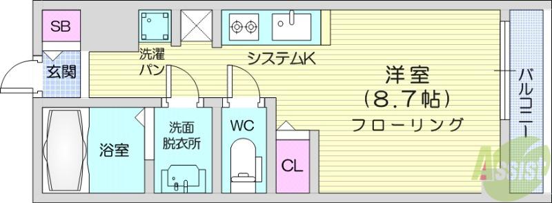 ノワール・エ・ブラン2(ワンルーム/1階)の間取り写真