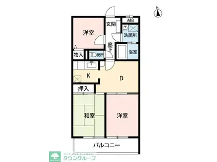 ハイネス東村山(3DK/3階)の間取り写真