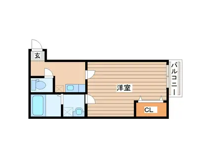クレフラスト愛宕橋B(1K/2階)の間取り写真