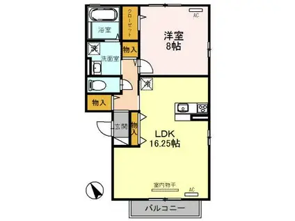 ロイヤルガーデン(1LDK/2階)の間取り写真