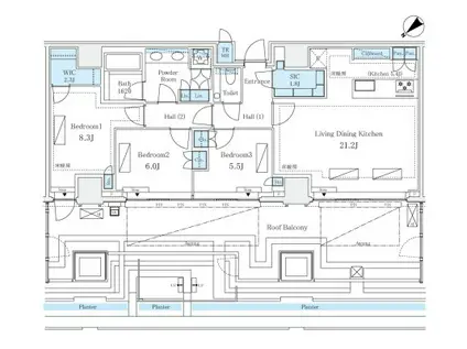 三田ガーデンヒルズ ウエストヒル(3LDK/7階)の間取り写真
