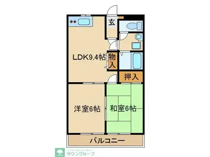 池ノ端・ヴィレッジ(2DK/1階)の間取り写真