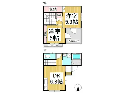 オラシオン(2DK/1階)の間取り写真