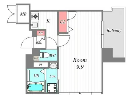 エスリード福島駅前第2(1K/10階)の間取り写真