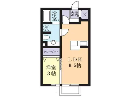 グランディールA(1LDK/1階)の間取り写真