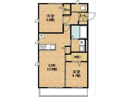 GUCCIフィールドII(2LDK/2階)の間取り写真