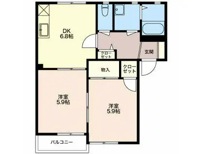 キャトル セゾン(2DK/2階)の間取り写真