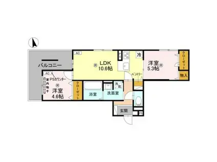 D-ROOM伏見駅前(2LDK/2階)の間取り写真