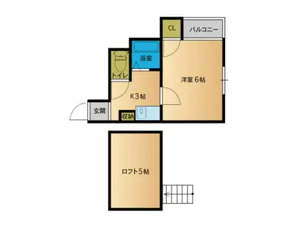 オーガスタ天神東(1K/1階)の間取り写真