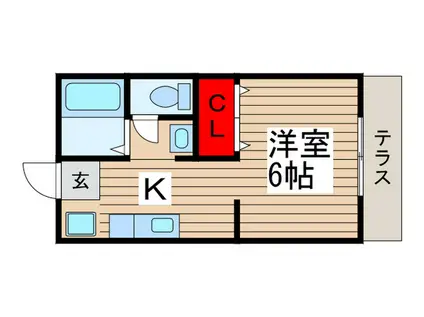 ヴェル・デュール(1K/1階)の間取り写真