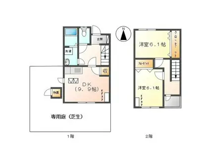 オアシス彩園I(2LDK/1階)の間取り写真