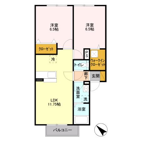 アミュナータ(2LDK/1階)の間取り写真