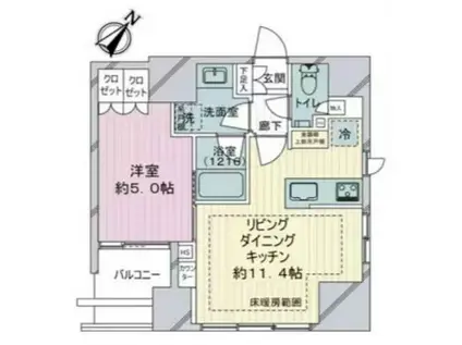 オープンレジデンシア千代田東神田(1LDK/6階)の間取り写真