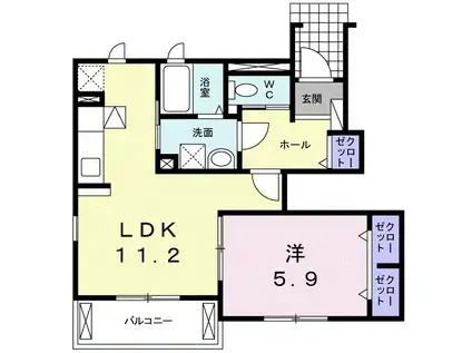 ショコラ310(1LDK/1階)の間取り写真