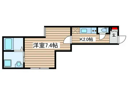 ユニバーサルシティ(1K/2階)の間取り写真