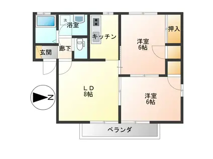 テンアール(2LDK/2階)の間取り写真