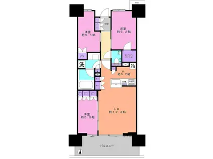 ザ・パークハウス川口本町(3LDK/6階)の間取り写真