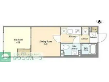 グローリオシェルト新丸子(1DK/2階)の間取り写真