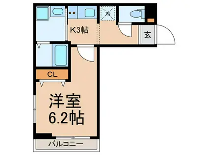 LALA神泉(1K/3階)の間取り写真