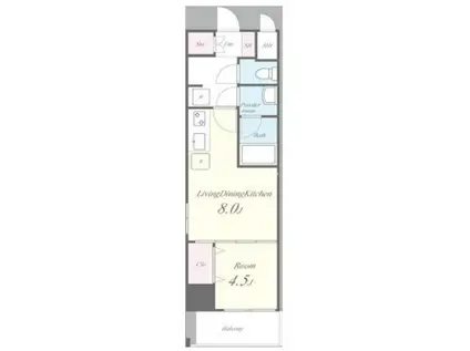 LA CASA新北野2(1LDK/8階)の間取り写真