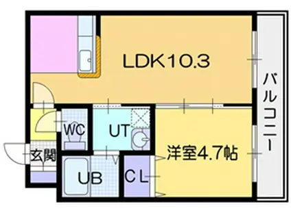 ASTERN15(1LDK/2階)の間取り写真
