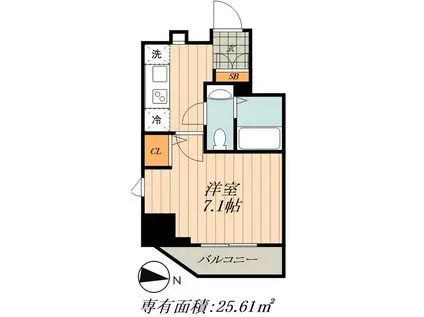アイルカナーレ深川(1K/8階)の間取り写真