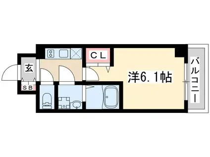 エスリード江坂アルテリア(1K/4階)の間取り写真