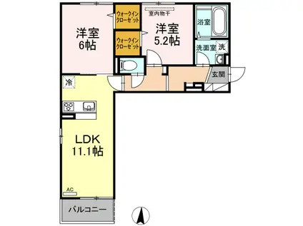 パームツリーA(2LDK/2階)の間取り写真