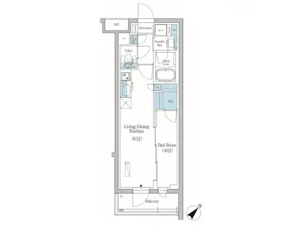 プライムブリス品川旗の台(1LDK/2階)の間取り写真