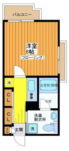 リヴシティ駒沢大学(1K/2階)の間取り写真