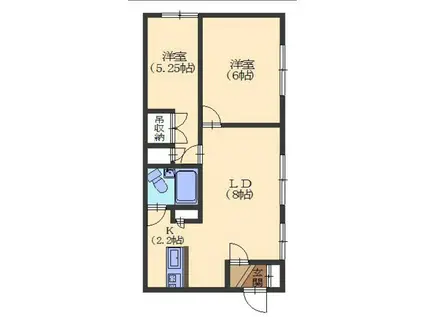 コーポラスパイナリー(2LDK/7階)の間取り写真