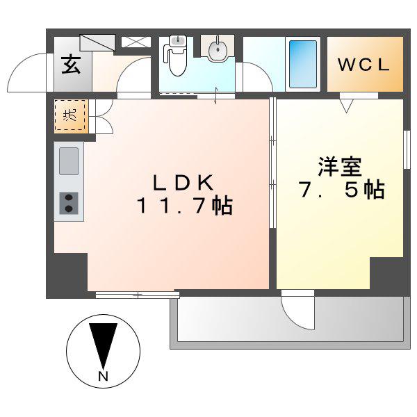 パークフラッツ新栄(1LDK/9階)の間取り写真