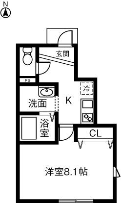 クローバーハイネス(1K/1階)の間取り写真