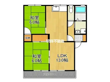 フレグランスU(2LDK/2階)の間取り写真