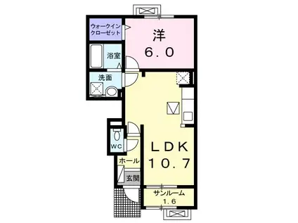 サンリット ヒル III(1LDK/1階)の間取り写真