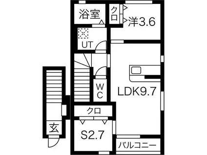 BEL POSTO A棟(1SLDK/2階)の間取り写真