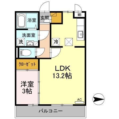 エスト・クレールII(1LDK/1階)の間取り写真