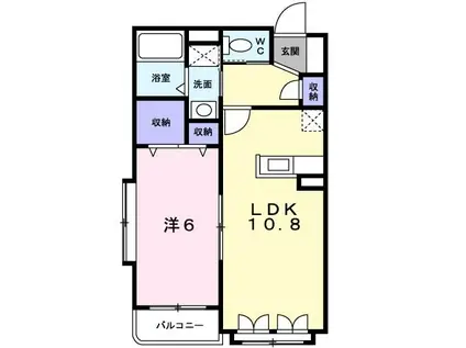 エアリーズ・ヒルズ(1LDK/1階)の間取り写真