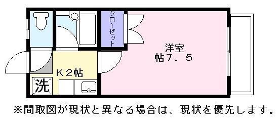 桐山ハイツ(1K/1階)の間取り写真