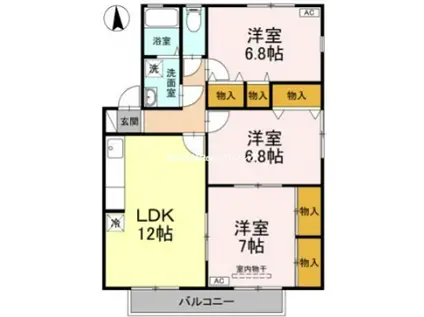 ルミナス山城(3LDK/2階)の間取り写真