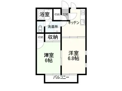 ムツミハイムA(2DK/1階)の間取り写真
