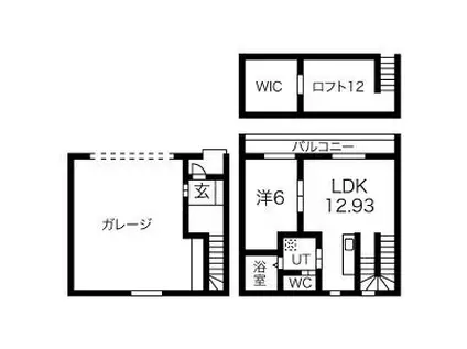 ESPRESSO GARAGE HOUSE A棟エスプレッソガレージ(1LDK/1階)の間取り写真