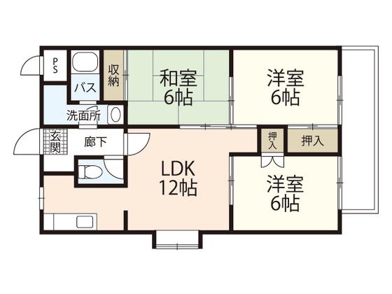 ベージュ大木(3LDK/3階)の間取り写真