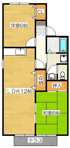セジュールスベニール(2LDK/2階)の間取り写真