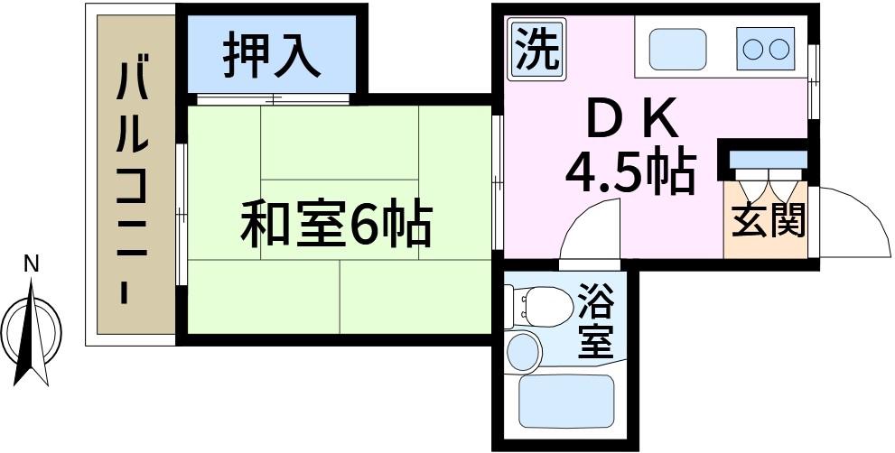 エミール三田(1DK/4階)の間取り写真