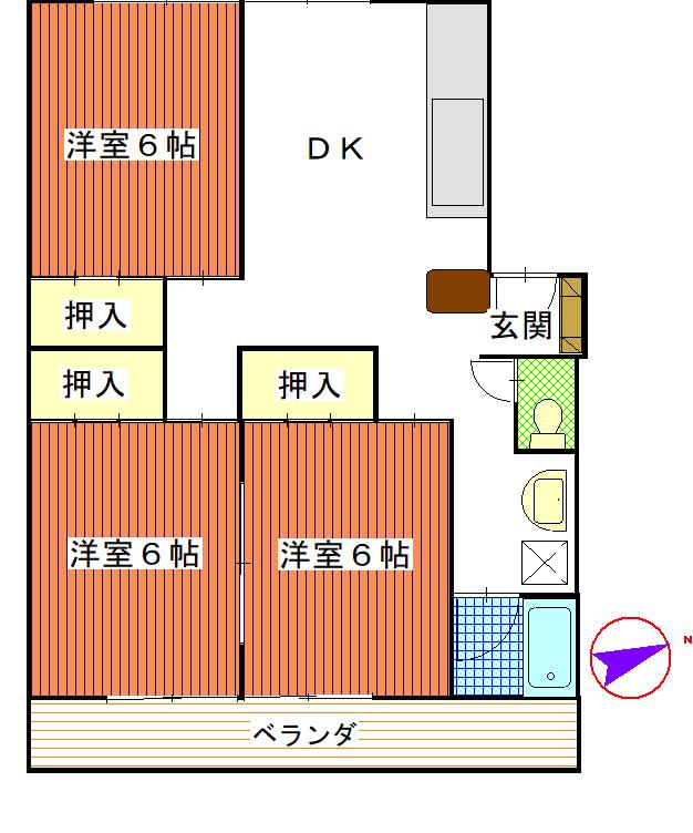 ユタカマンション(3DK/1階)の間取り写真