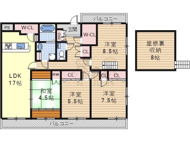 マジョール松崎町(2LDK/6階)の間取り写真