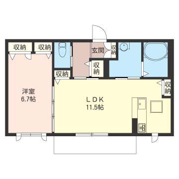 アルフラットおおたかの森(1LDK/1階)の間取り写真