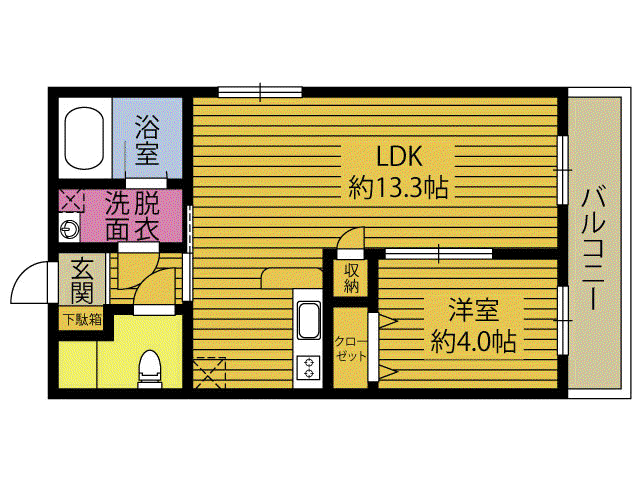 Tフォレスト曲(1LDK/2階)の間取り写真