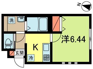 サットンプレイス・KIII(1K/1階)の間取り写真